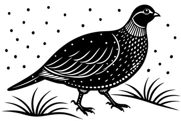 A partridge in the winter time walking vector illustration
