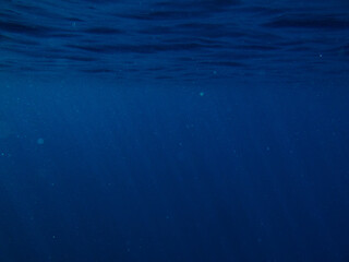 Background material, Underwater view of the sea surface, dark blue