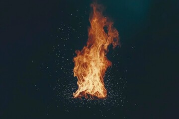 Fototapeta premium A Blaze of Fire with Sparks Ascending in the Night