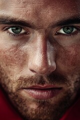 Obraz premium Intense Football Player Close-Up Expression