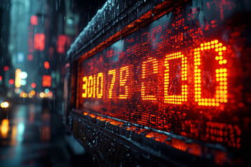 A stock market ticker scrolling with the latest stock prices, offering real-time updates on market performance. Concept of finance.