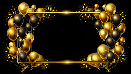 Golden full frame with gold and black balloons