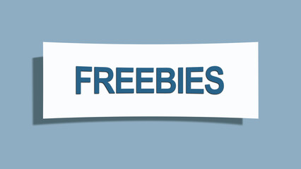 Freebies. A card isolated on blue background.