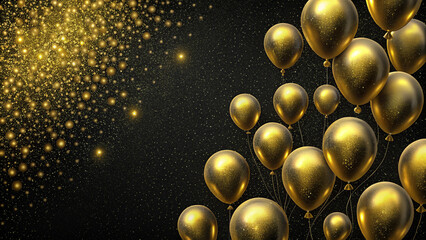 Golden full frame with gold and black balloons 