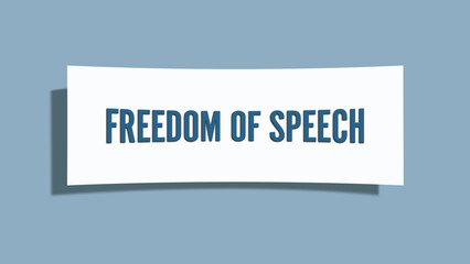 Freedom of speech. A card isolated on blue background.