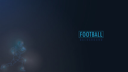  outline american football player isolated in dark blue running grip the ball, suitable for american football background or poster football of america