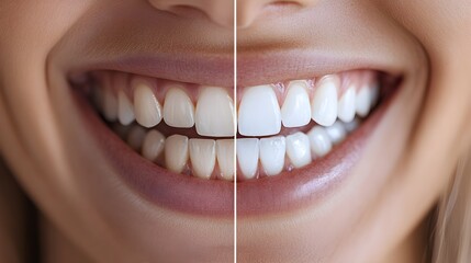 Testimonial of teeth whitening success with before-and-after images, showcasing how the treatment removed stains and brightened the smile to perfection