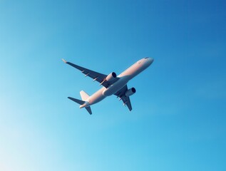 Obraz premium Airplane in the blue sky flying airplane close up in the air