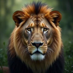Fototapeta premium Close up of a lion in the jungle portrait of a lion in the forest