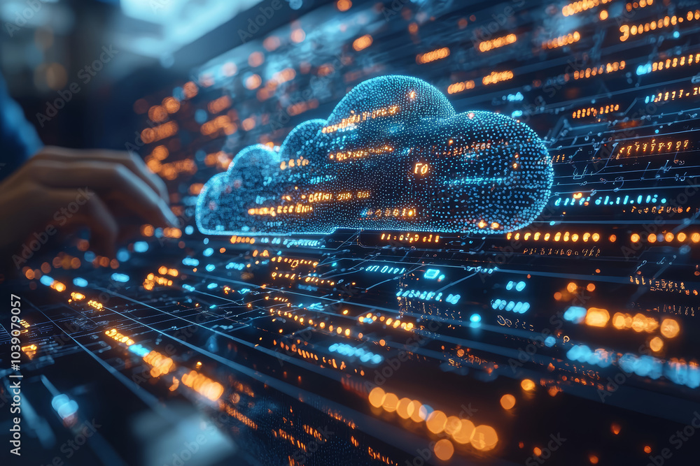 Poster remote workers using cloud-based applications and services illustrate the reliance on digital platfo