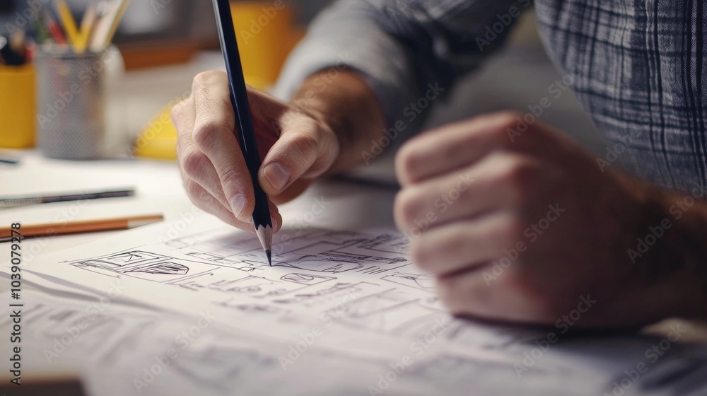 Aufkleber creative ux/ui design. designer sketching with digital tools for online classes & projects