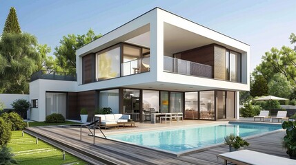 Modern Luxury Home at Dusk with Illuminated Interior