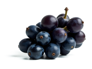 Black grapes isolated on white, transparent background