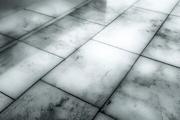 Gray Concrete Tile Floor with Black Grout Lines