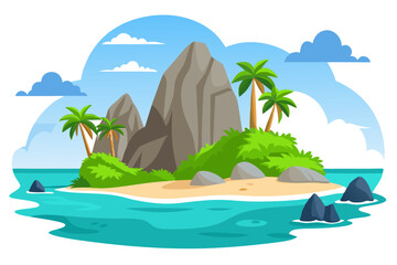 Beautiful Seychelles  islands with famous granite vector art illustration