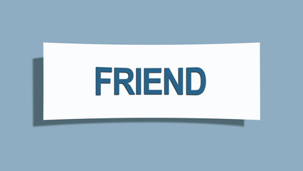 Friend. A card isolated on blue background.