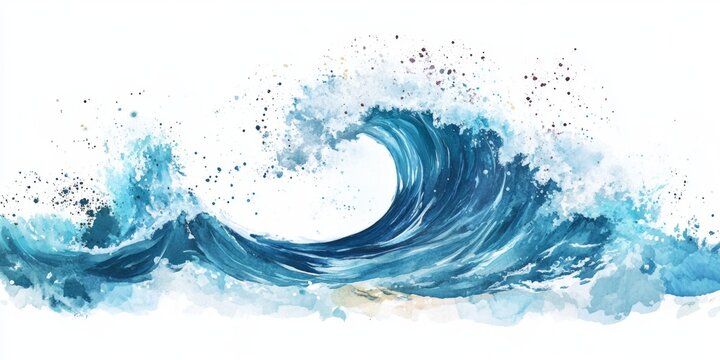 Vibrant Blue Watercolor Wave Artwork. World Tsunami Awareness Day