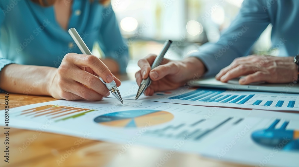 Poster collaborative business strategies analyzing data insights for effective decision-making in the corpo