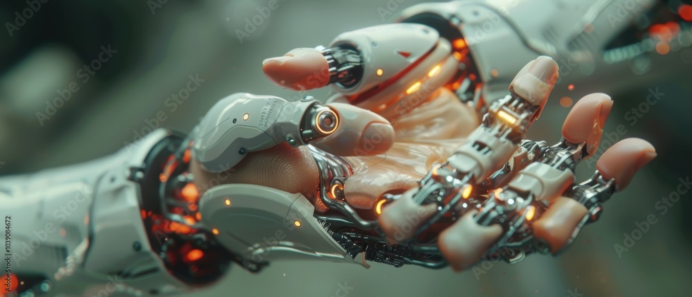 Aufkleber exploring the intersection of humanity and technology through the lens of advanced robotic hands