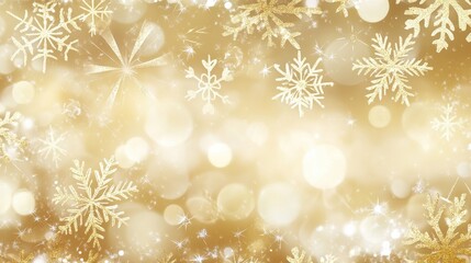 Golden Snowflakes on a Glittery Background Evoking Winter Festive Elegance and Holiday Cheer