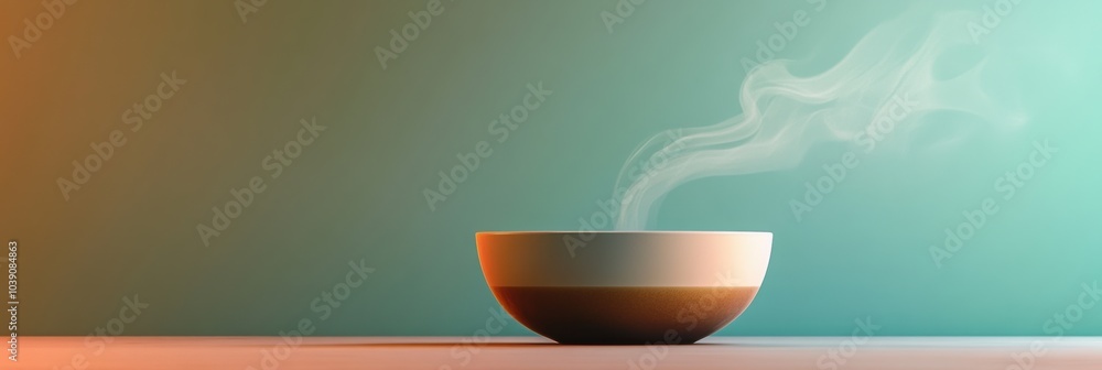 Poster a cup of tea releases gentle steam, creating a warm and inviting atmosphere in a serene setting. gen
