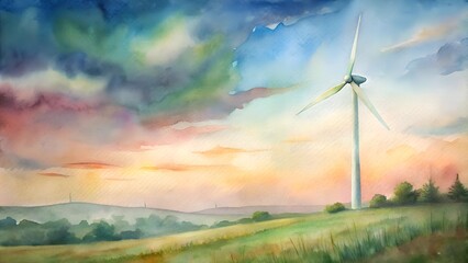 Obraz premium Wind generator with watercolor paints
