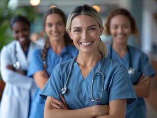 Empowering healthcare a smiling team of medical professionals committed to patient care