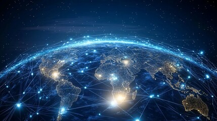 Global Network Connections with Illuminated Continents