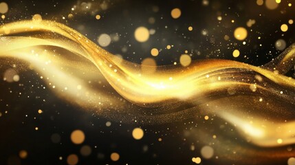 Golden waves bokeh dark background festive dynamic composition
