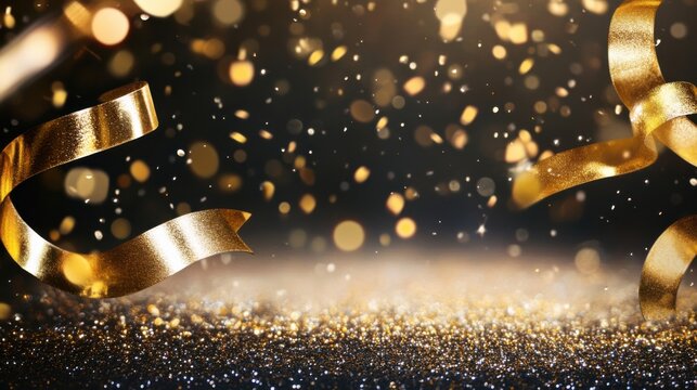 Golden glitter banner special event oscars new year Black Friday