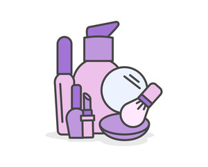 Beauty, Body Care and Cosmetics. Vector Linear Flat Icons and Design Elements