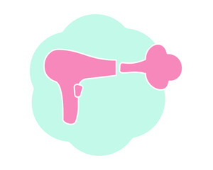 Hair dryer Line Icon fashion hairdryer of hairdresser to blow-dry and electric hair-dryer blower. Barber styling appliance. Vector cartoon illustration