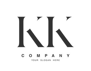 KK logo design. Initial letter k and k serif font style. Creative classic company name typography. Trendy logotype or identity.