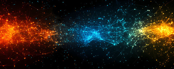 
Digital data and technology background with glowing light effects, futuristic digital network concept with lines of code in motion, cyber security or big data, abstract tech wallpaper