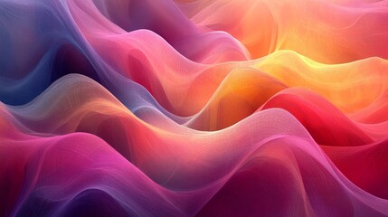 Obraz premium Flowing fractal waves in a delicate balance of symmetry and chaos, vibrant curves intertwining to form a surreal, abstract landscape