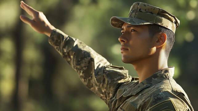 Army personnel saluting formally and precisely