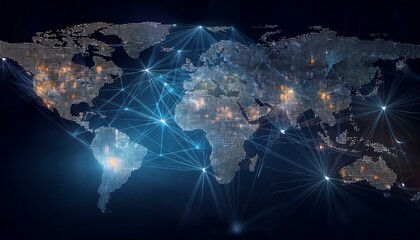 Obraz premium A world map made of dots and lines