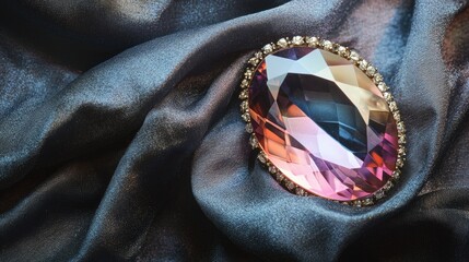 Elegant Gem on Luxurious Fabric Background