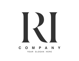 RI logo design. Initial letter r and i serif font style. Creative classic company name typography. Trendy logotype or identity.