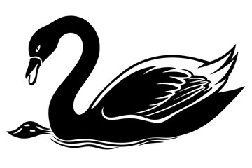  A swan is eating vector illustration 