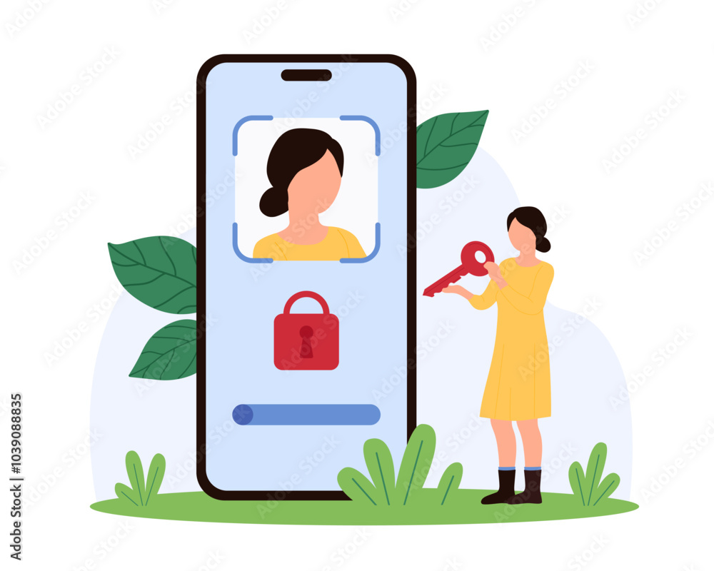 Poster face recognition for data verification and personal identification, id authorization in mobile app. 