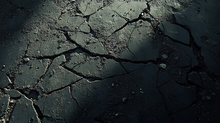 Obraz premium Asphalt road with visible cracks urban texture
