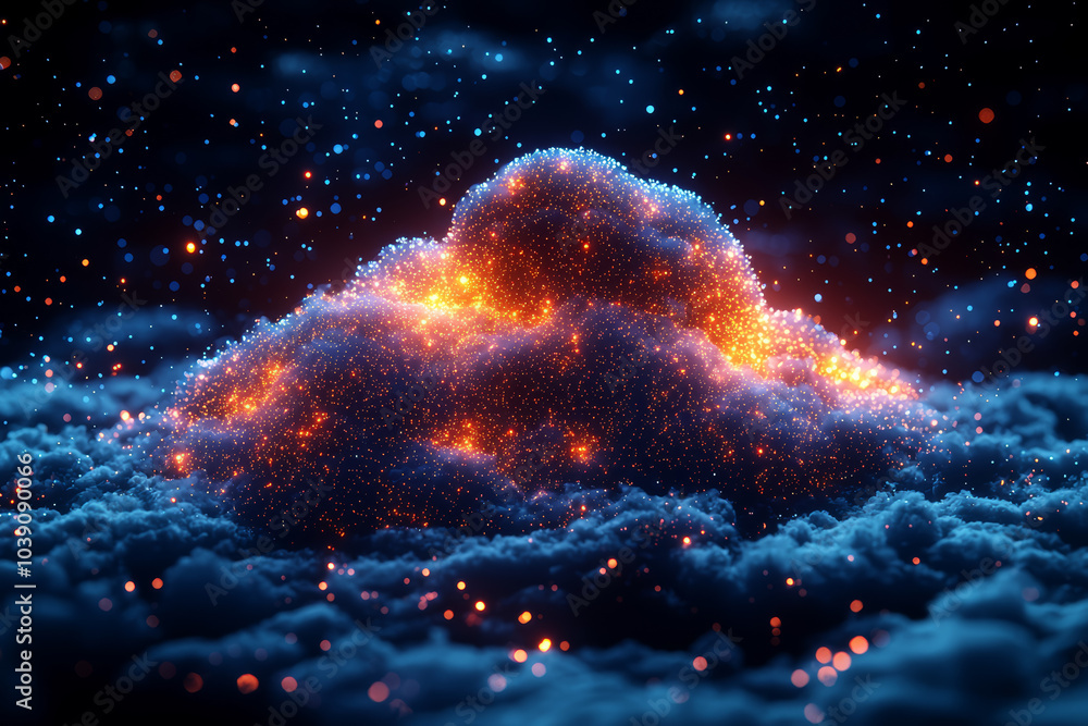 Poster a blockchain company offering decentralized cloud storage solutions, illustrating blockchain's poten