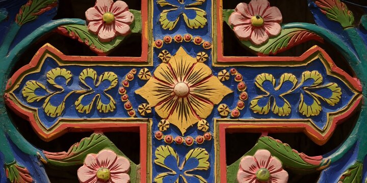 Ethiopian Meskel Cross. A close-up of a Meskel cross, used during the Ethiopian Orthodox holiday Meskel.