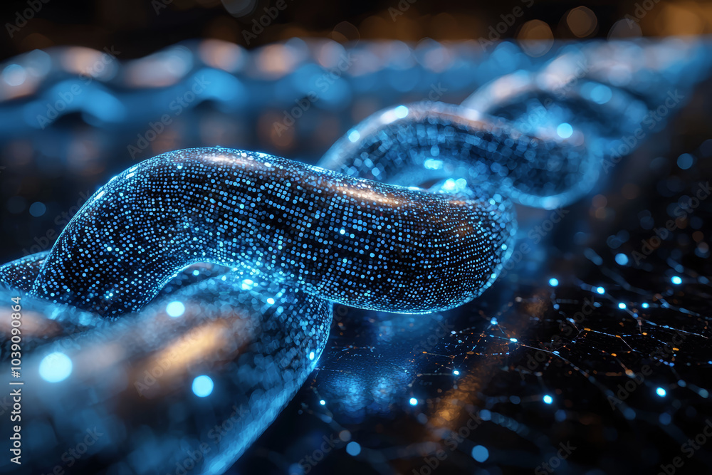 Poster a retailer tracking its supply chain using blockchain to ensure ethical sourcing, representing the r