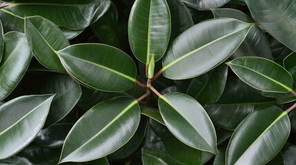 Obraz premium Lush Green Leaves with Glossy Texture