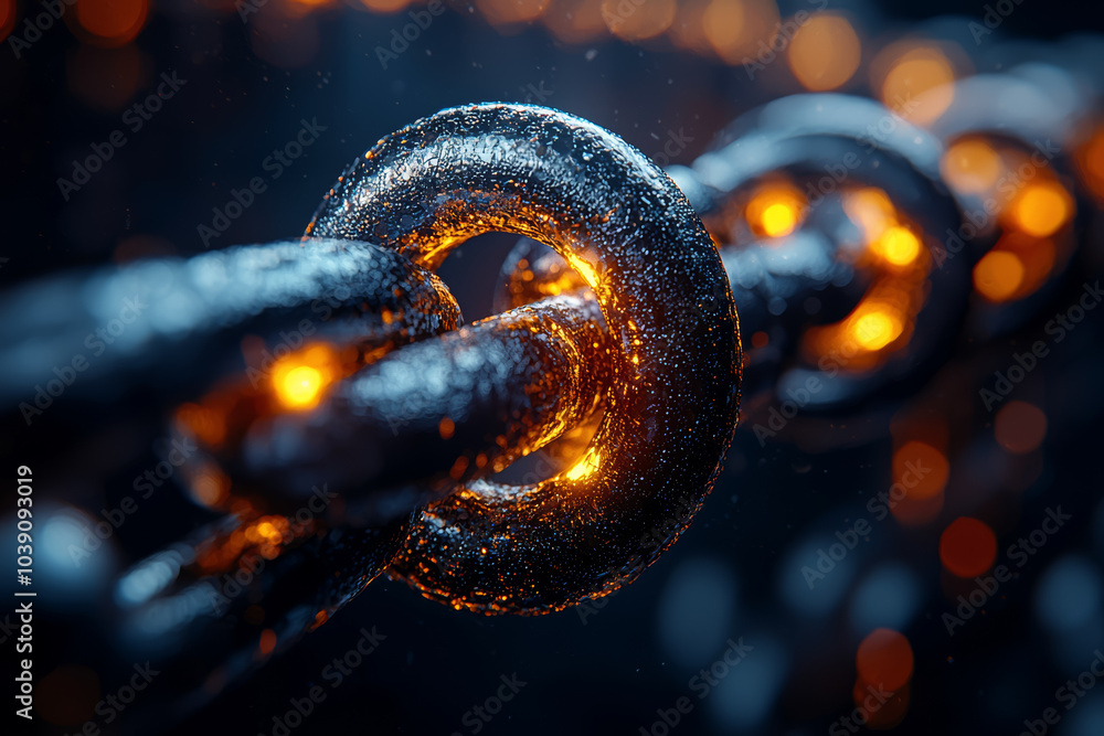 Poster a blockchain startup launching a platform to streamline international trade, illustrating blockchain