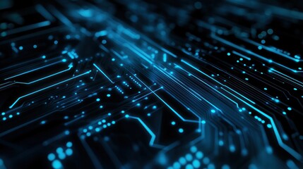Obraz premium Abstract Circuit Board with Glowing Blue Lines