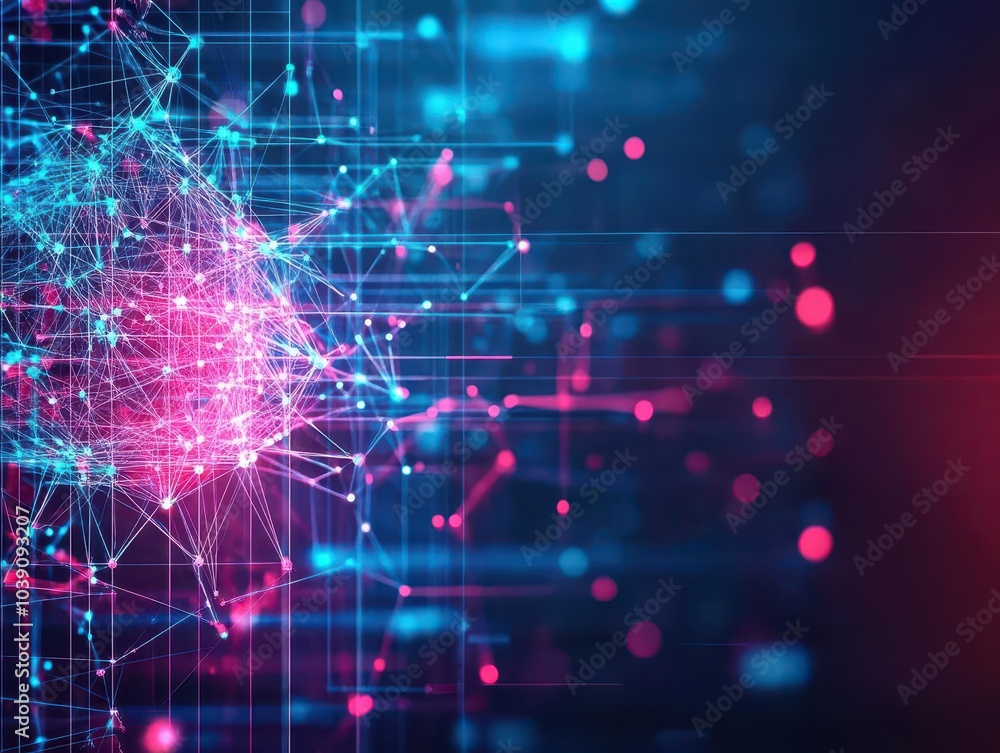 Leinwandbilder Adaptive neural networks analyzing big data dynamics front view Adapting to changes in realtime big data analytics digital tone Tetradic color scheme