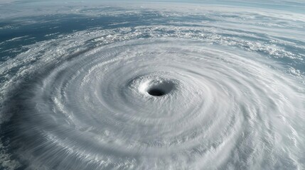Aerial view of a powerful hurricane showcasing swirling clouds.